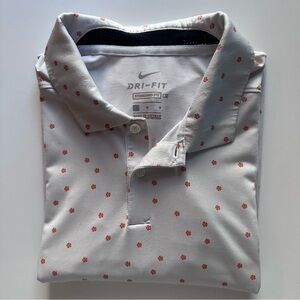 Nike Men's Dri-Fit Vapor Micro Print White/Orange Floral Golf Shirt Polo Large